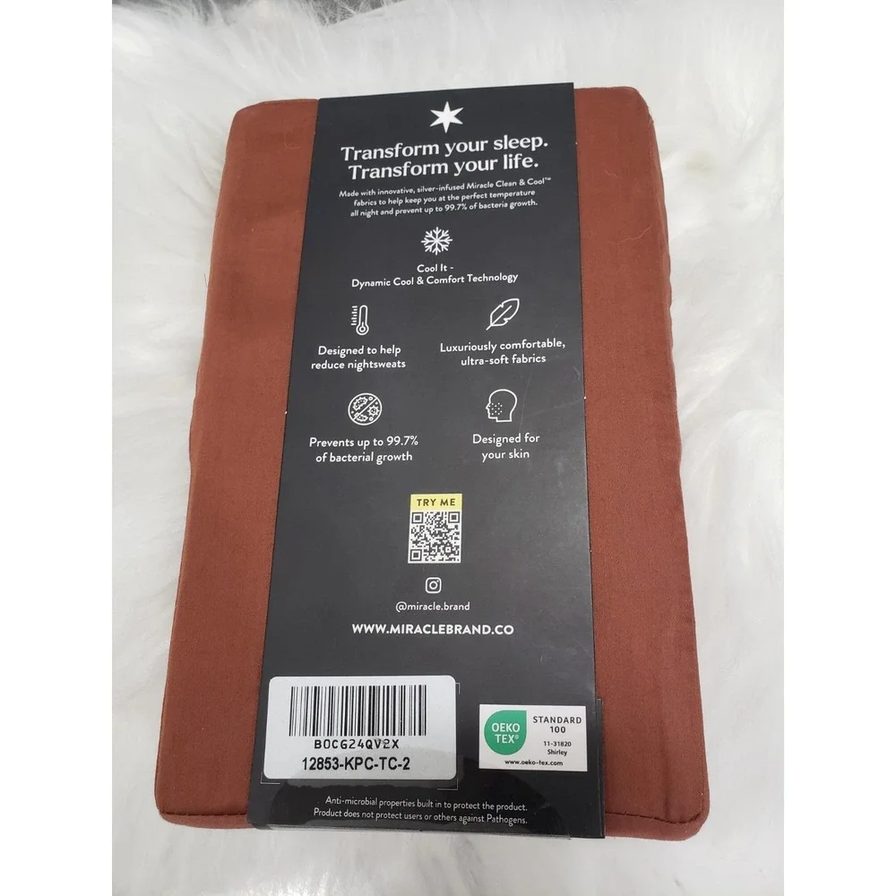 Miracle Made 2 Pack Luxe Ultra Soft Silky Pillow Cases Size King terrecotta